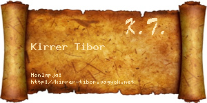 Kirrer Tibor névjegykártya